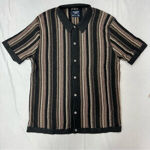 Abercrombie & Fitch Black and Brown Lightweight Sweater Button Down Shirt